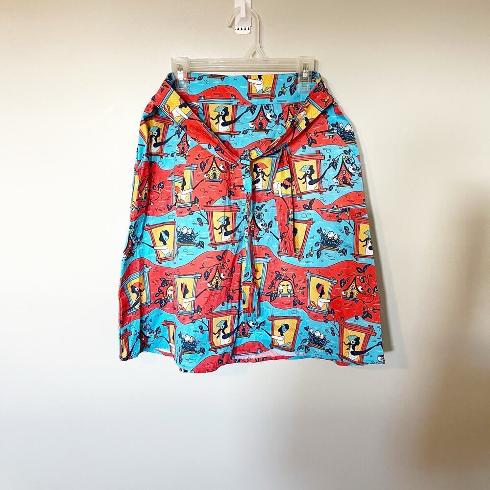 Blue platypus “brownstone Bettie’s” a-line tie skirt women’s size small‎